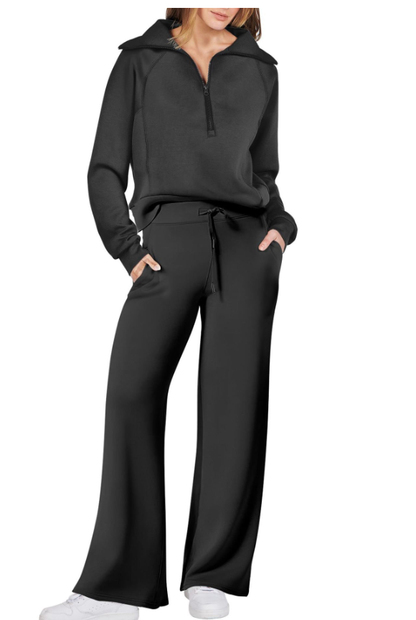 Chic Half-Zip Two-Piece Jogging Set Fall