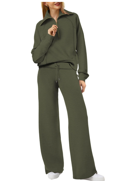 Chic Half-Zip Two-Piece Jogging Set Fall