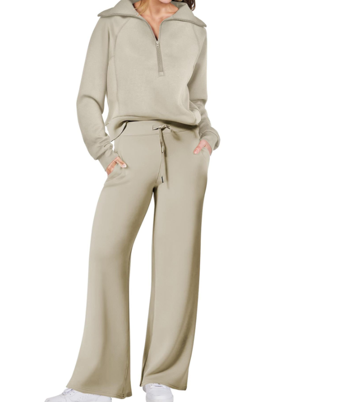 Chic Half-Zip Two-Piece Jogging Set Fall